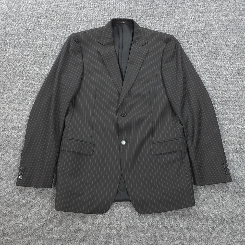 Zegna Blazer Mens 52L 42L Black Wool Pinstripe City Suit Sport Coat Jacket